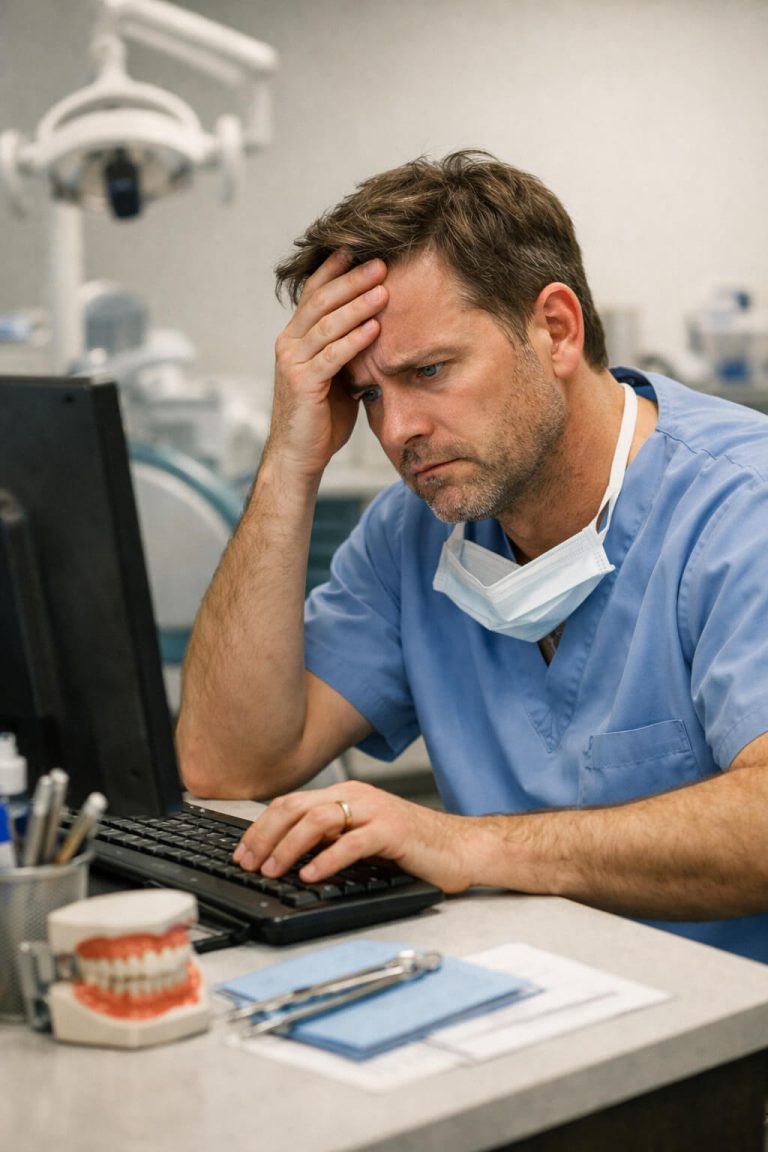 Frustrated dentists looking at their website